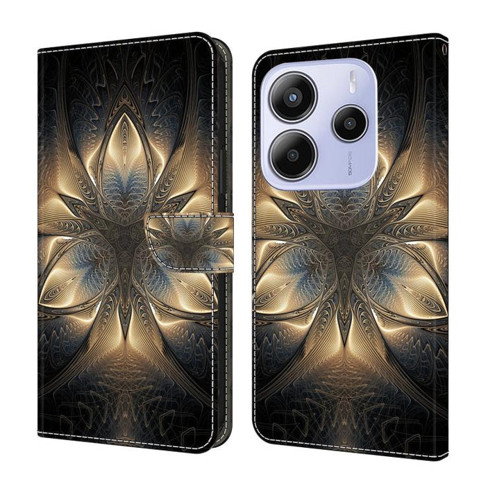 Funda para teléfono de cuero vegano pintado con efecto cristal, For Redmi 15C 5G / 4G Global 171mm, For Redmi Note 14 4G 164.84mm, For Redmi Note 14 Pro+ 5G / Poco X7 5G, For Redmi Note 14 Pro 4G / 5G, For Redmi Note 14 4G 163.25mm