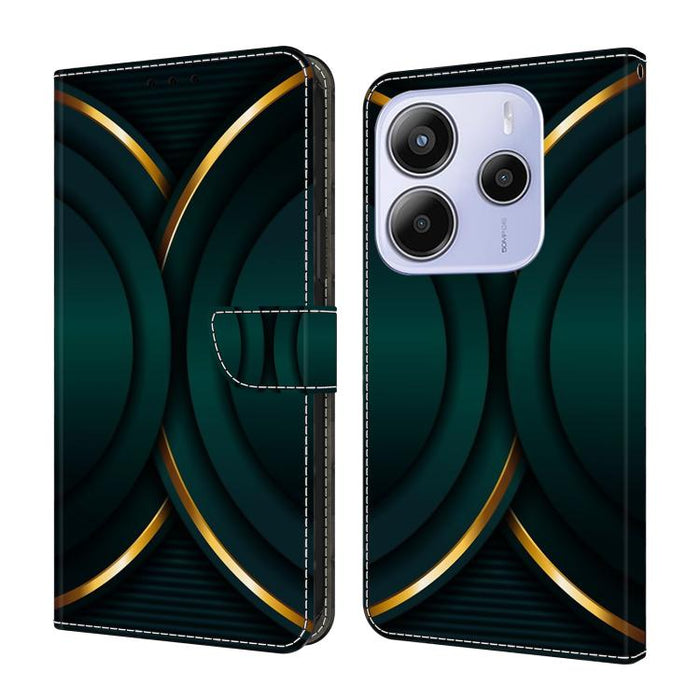Funda para teléfono de cuero vegano pintado con efecto cristal, For Redmi Note 14 5G, For Redmi 14C 4G, For Redmi 13C 5G / 4G, For Redmi K70E / Poco X6 Pro
