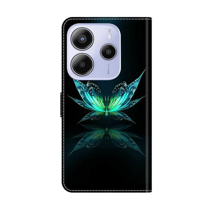 Funda para teléfono de cuero vegano pintado con efecto cristal, For Redmi Note 14 5G, For Redmi 14C 4G, For Redmi 13C 5G / 4G, For Redmi K70E / Poco X6 Pro