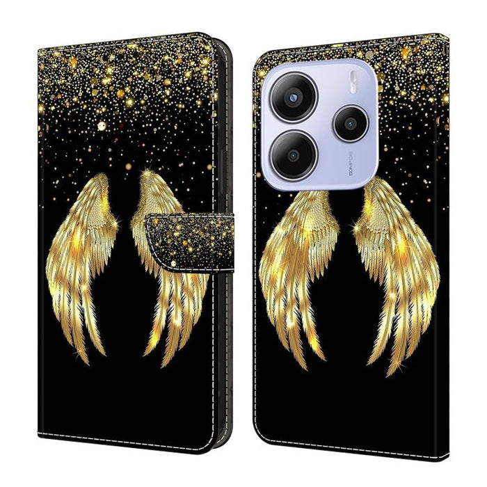 Funda para teléfono de cuero vegano pintado con efecto cristal, For Redmi Note 14 5G, For Redmi 14C 4G, For Redmi 13C 5G / 4G, For Redmi K70E / Poco X6 Pro