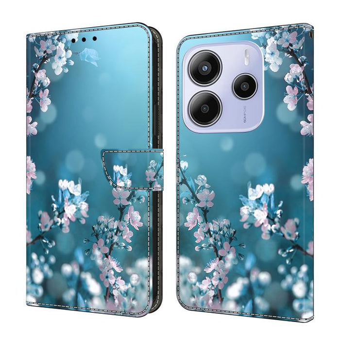 Funda para teléfono de cuero vegano pintado con efecto cristal, For Redmi Note 14 5G, For Redmi 14C 4G, For Redmi 13C 5G / 4G, For Redmi K70E / Poco X6 Pro