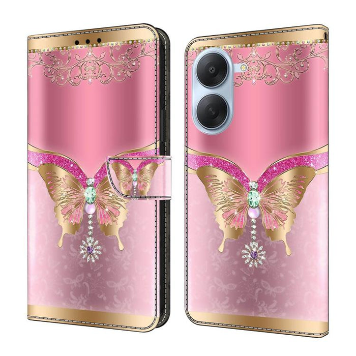 Funda para teléfono de cuero vegano pintado con efecto cristal, For Redmi Note 15 5G / 4G Global 164mm, For Redmi Note 15 Pro 5G Global 163.6mm, For Redmi 15C 5G / 4G EU 173mm, For Redmi 15 5G Global / 15 4G SEA 169.5mm, For Redmi 15 5G / 4G EU 171mm