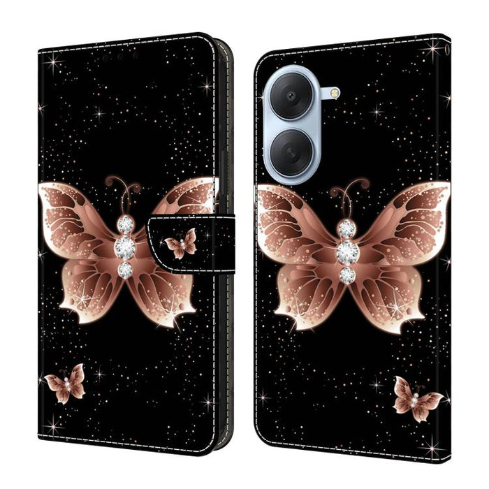Funda para teléfono de cuero vegano pintado con efecto cristal, For Redmi Note 15 5G / 4G Global 164mm, For Redmi Note 15 Pro 5G Global 163.6mm, For Redmi 15C 5G / 4G EU 173mm, For Redmi 15 5G Global / 15 4G SEA 169.5mm, For Redmi 15 5G / 4G EU 171mm