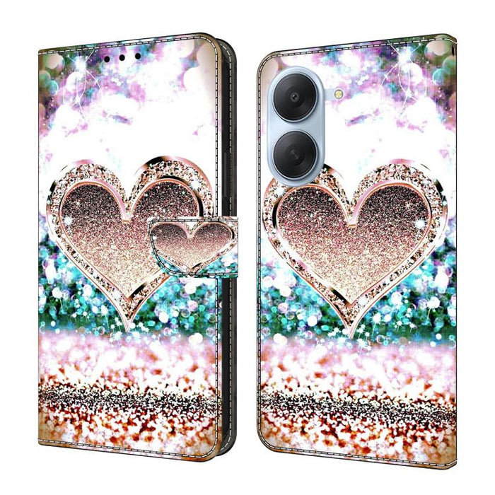 Funda para teléfono de cuero vegano pintado con efecto cristal, For Redmi Note 15 5G / 4G Global 164mm, For Redmi Note 15 Pro 5G Global 163.6mm, For Redmi 15C 5G / 4G EU 173mm, For Redmi 15 5G Global / 15 4G SEA 169.5mm, For Redmi 15 5G / 4G EU 171mm