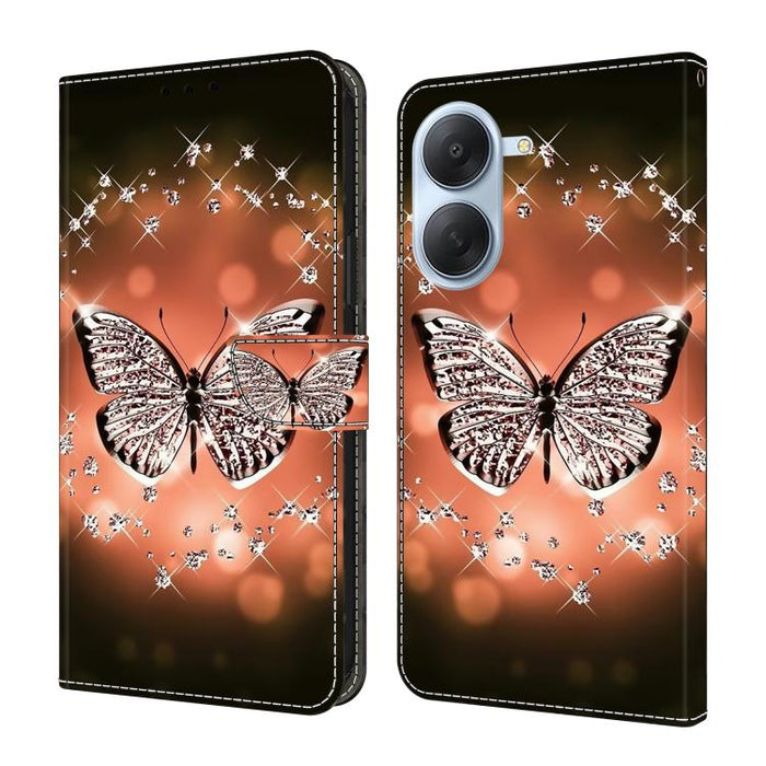 Funda para teléfono de cuero vegano pintado con efecto cristal, For Redmi Note 15 5G / 4G Global 164mm, For Redmi Note 15 Pro 5G Global 163.6mm, For Redmi 15C 5G / 4G EU 173mm, For Redmi 15 5G Global / 15 4G SEA 169.5mm, For Redmi 15 5G / 4G EU 171mm