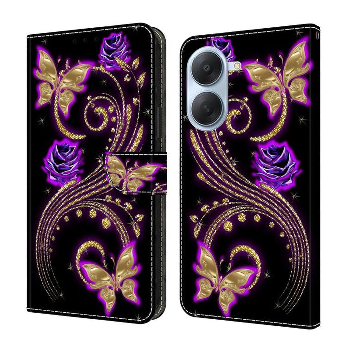 Funda para teléfono de cuero vegano pintado con efecto cristal, For Redmi Note 15 5G / 4G Global 164mm, For Redmi Note 15 Pro 5G Global 163.6mm, For Redmi 15C 5G / 4G EU 173mm, For Redmi 15 5G Global / 15 4G SEA 169.5mm, For Redmi 15 5G / 4G EU 171mm