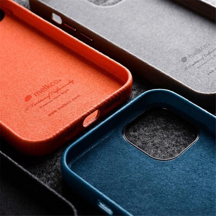 Funda para teléfono de piel auténtica con textura de lichi de melkco con marco de lente metálico, For iPhone 15 Pro Max, For iPhone 15 Pro, For iPhone 15, For iPhone 14, For iPhone 14 Pro, For iPhone 14 Pro Max, For iPhone 13 Pro Max, For iPhone 13 Pro...
