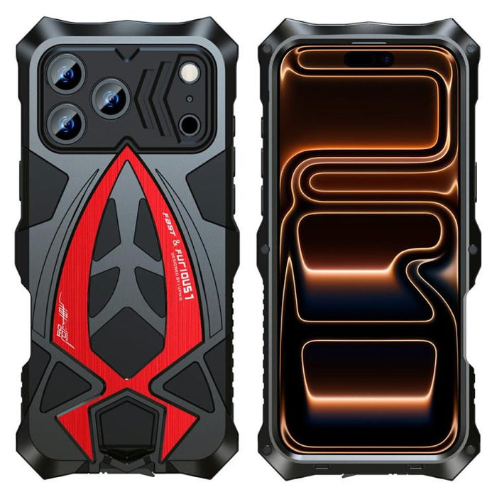 Funda para teléfono de silicona metálica a prueba de golpes con diseño de coche deportivo y película protectora., For iPhone 17e / 16e, For iPhone 17 Pro Max, For iPhone 16 Pro Max, For iPhone 15 Pro Max, For iPhone 15 Pro, For iPhone 15