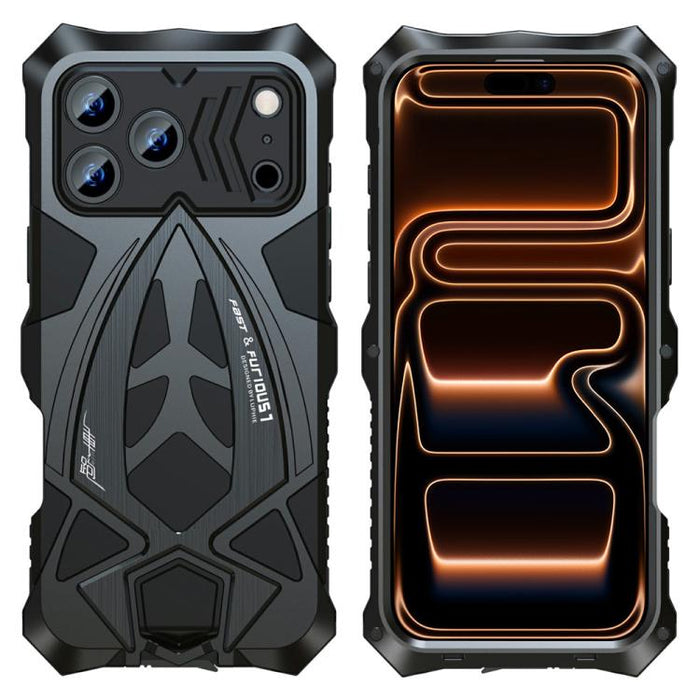 Funda para teléfono de silicona metálica a prueba de golpes con diseño de coche deportivo y película protectora., For iPhone 17e / 16e, For iPhone 17 Pro Max, For iPhone 16 Pro Max, For iPhone 15 Pro Max, For iPhone 15 Pro, For iPhone 15