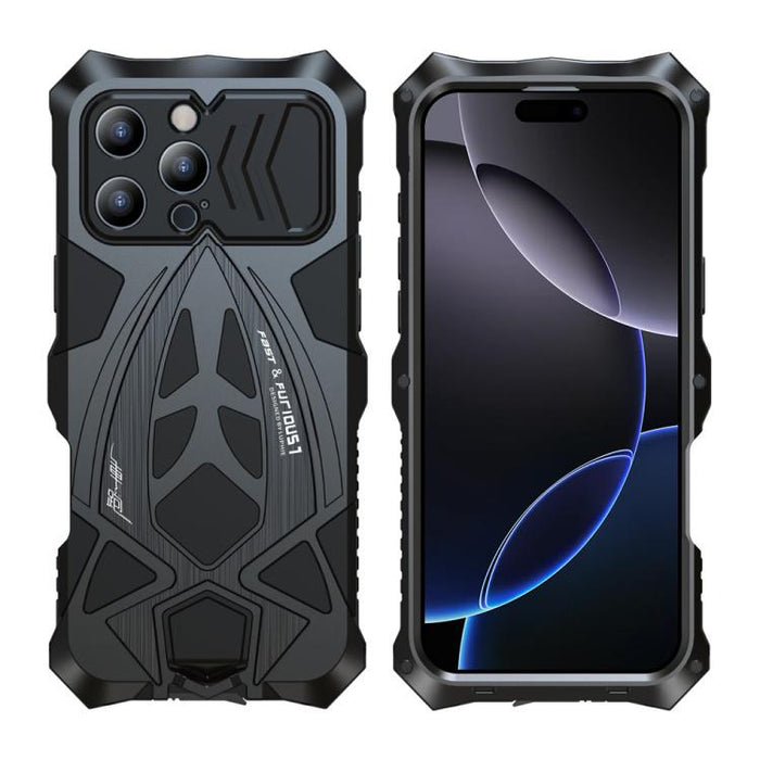 Funda para teléfono de silicona metálica a prueba de golpes con diseño de coche deportivo y película protectora., For iPhone 17e / 16e, For iPhone 17 Pro Max, For iPhone 16 Pro Max, For iPhone 15 Pro Max, For iPhone 15 Pro, For iPhone 15