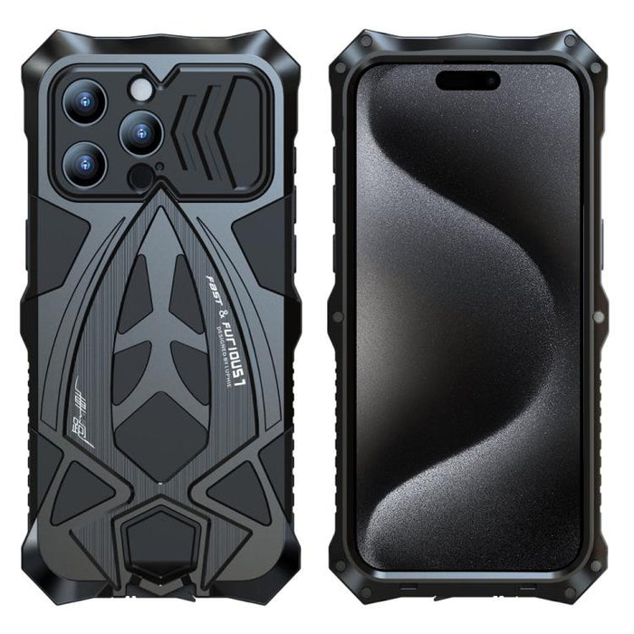 Funda para teléfono de silicona metálica a prueba de golpes con diseño de coche deportivo y película protectora., For iPhone 17e / 16e, For iPhone 17 Pro Max, For iPhone 16 Pro Max, For iPhone 15 Pro Max, For iPhone 15 Pro, For iPhone 15