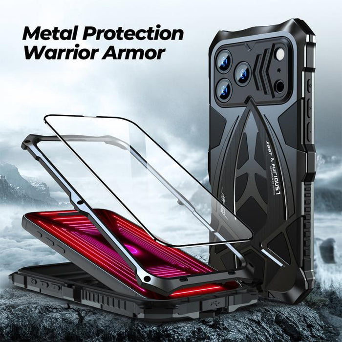 Funda para teléfono de silicona metálica a prueba de golpes con diseño de coche deportivo y película protectora., For iPhone 17e / 16e, For iPhone 17 Pro Max, For iPhone 16 Pro Max, For iPhone 15 Pro Max, For iPhone 15 Pro, For iPhone 15