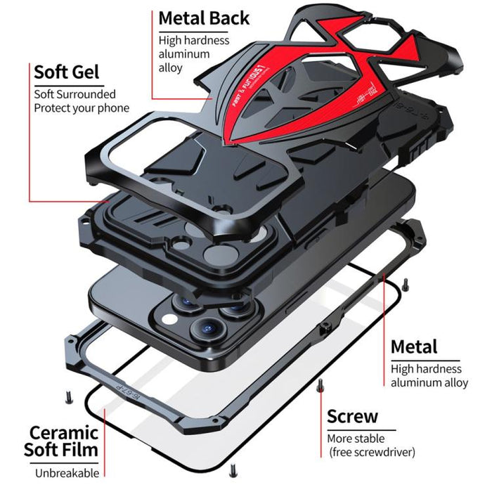 Funda para teléfono de silicona metálica a prueba de golpes con diseño de coche deportivo y película protectora., For iPhone 17e / 16e, For iPhone 17 Pro Max, For iPhone 16 Pro Max, For iPhone 15 Pro Max, For iPhone 15 Pro, For iPhone 15
