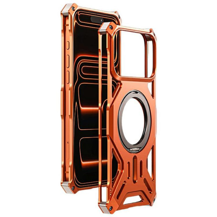 Funda para teléfono con soporte magnético giratorio de aleación de aluminio sin marco, For iPhone 17 Pro Max, For iPhone 17 Pro, For iPhone 17