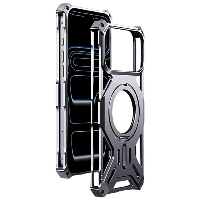 Funda para teléfono con soporte magnético giratorio de aleación de aluminio sin marco, For iPhone 17 Pro Max, For iPhone 17 Pro, For iPhone 17