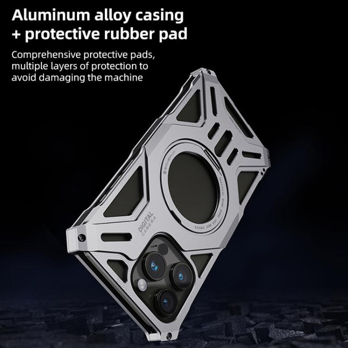 Funda para teléfono con soporte magnético giratorio de aleación de aluminio sin marco, For iPhone 17 Pro Max, For iPhone 17 Pro, For iPhone 17