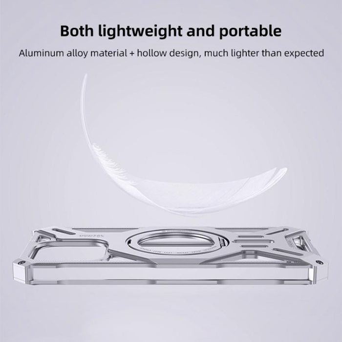Funda para teléfono con soporte magnético giratorio de aleación de aluminio sin marco, For iPhone 16 Pro Max, For iPhone 16 Pro, For iPhone 16