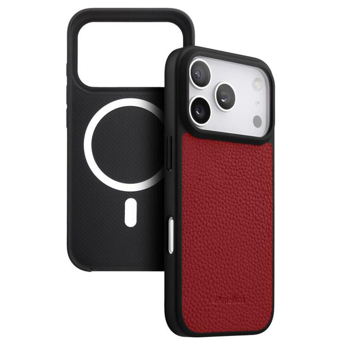 Funda para teléfono híbrida de PC con textura de lichi magnética de cobertura total de melkco, For iPhone 17 Pro Max, For iPhone 17 Pro, For iPhone Air