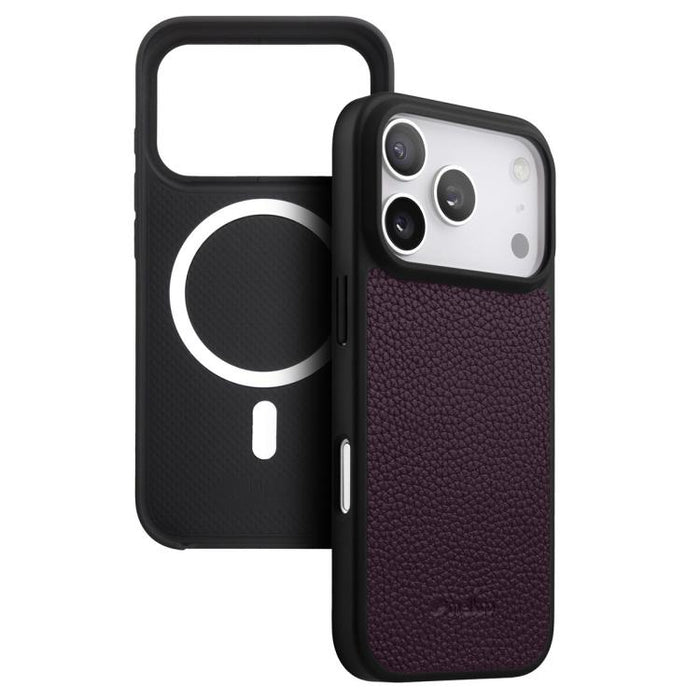 Funda para teléfono híbrida de PC con textura de lichi magnética de cobertura total de melkco, For iPhone 17 Pro Max, For iPhone 17 Pro, For iPhone Air