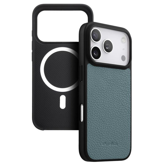 Funda para teléfono híbrida de PC con textura de lichi magnética de cobertura total de melkco, For iPhone 17 Pro Max, For iPhone 17 Pro, For iPhone Air