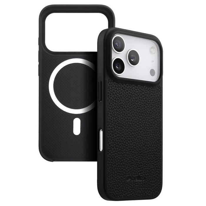 Funda para teléfono híbrida de PC con textura de lichi magnética de cobertura total de melkco, For iPhone 17 Pro Max, For iPhone 17 Pro, For iPhone Air