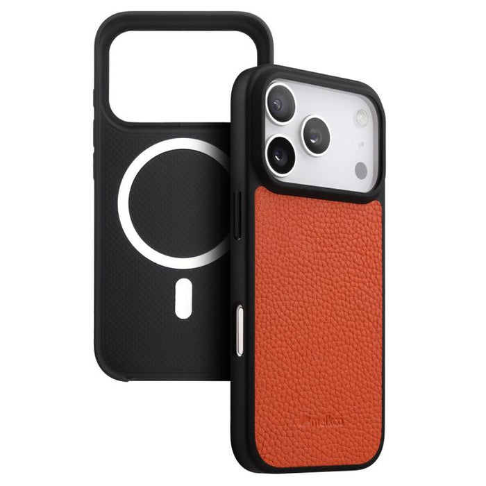Funda para teléfono híbrida de PC con textura de lichi magnética de cobertura total de melkco, For iPhone 17 Pro Max, For iPhone 17 Pro, For iPhone Air
