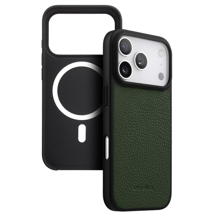 Funda para teléfono híbrida de PC con textura de lichi magnética de cobertura total de melkco, For iPhone 17 Pro Max, For iPhone 17 Pro, For iPhone Air
