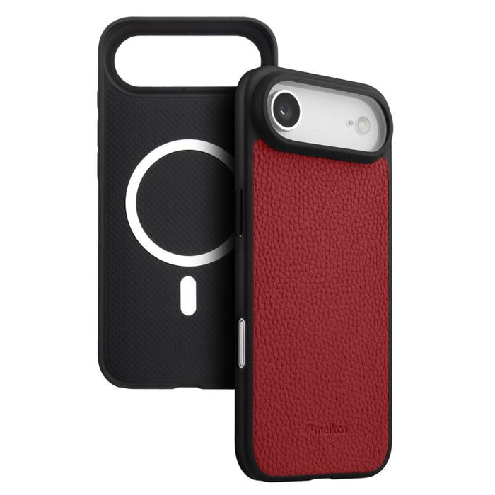 Funda para teléfono híbrida de PC con textura de lichi magnética de cobertura total de melkco, For iPhone 17 Pro Max, For iPhone 17 Pro, For iPhone Air