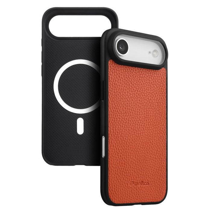Funda para teléfono híbrida de PC con textura de lichi magnética de cobertura total de melkco, For iPhone 17 Pro Max, For iPhone 17 Pro, For iPhone Air