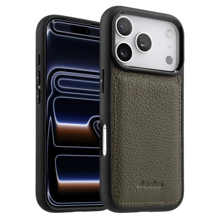 Funda híbrida para teléfono de policarbonato con textura de lichi de melkco, cobertura total., For iPhone 17 Pro Max, For iPhone 17 Pro, For iPhone 17, For iPhone Air, For iPhone 16 Pro Max, For iPhone 16 Pro, For iPhone 16