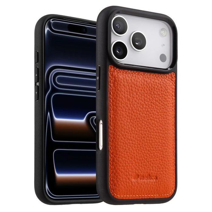 Funda híbrida para teléfono de policarbonato con textura de lichi de melkco, cobertura total., For iPhone 17 Pro Max, For iPhone 17 Pro, For iPhone 17, For iPhone Air, For iPhone 16 Pro Max, For iPhone 16 Pro, For iPhone 16