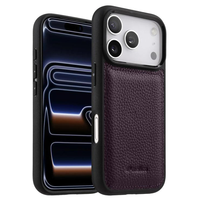 Funda híbrida para teléfono de policarbonato con textura de lichi de melkco, cobertura total., For iPhone 17 Pro Max, For iPhone 17 Pro, For iPhone 17, For iPhone Air, For iPhone 16 Pro Max, For iPhone 16 Pro, For iPhone 16