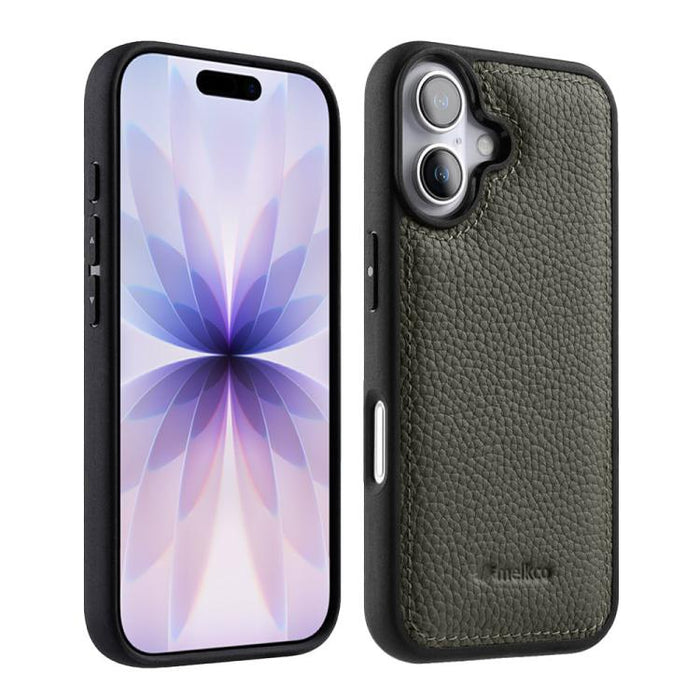 Funda híbrida para teléfono de policarbonato con textura de lichi de melkco, cobertura total., For iPhone 17 Pro Max, For iPhone 17 Pro, For iPhone 17, For iPhone Air, For iPhone 16 Pro Max, For iPhone 16 Pro, For iPhone 16