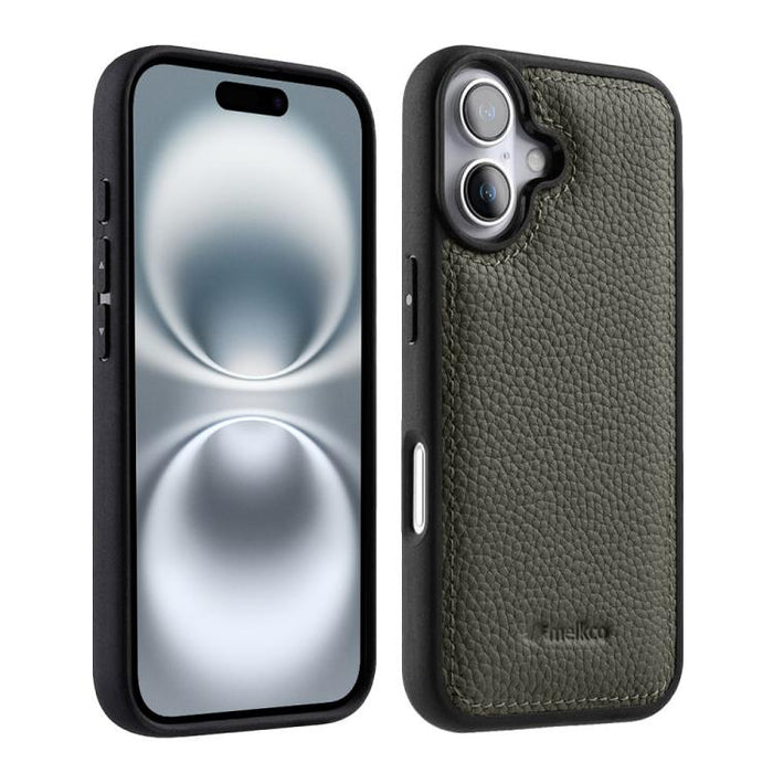 Funda híbrida para teléfono de policarbonato con textura de lichi de melkco, cobertura total., For iPhone 17 Pro Max, For iPhone 17 Pro, For iPhone 17, For iPhone Air, For iPhone 16 Pro Max, For iPhone 16 Pro, For iPhone 16