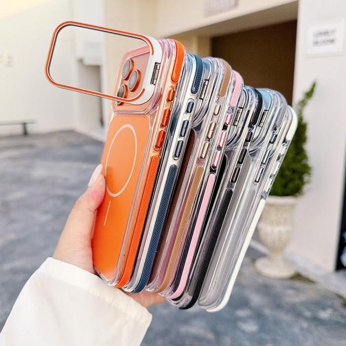 Funda magnética para teléfono con soporte y lente de doble color vibrante, For iPhone 17 Pro Max, For iPhone 17 Pro