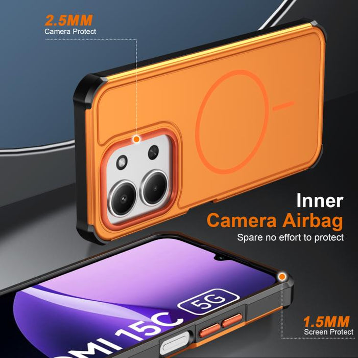 Funda para teléfono 2 en 1 magnética con airbag, resistente a golpes y de color sólido., For Redmi Note 15 4G / 5G Global 164mm, For Redmi 15 5G Global / 15 4G SEA 169.5mm, For Redmi 15C 5G / 4G Global 171mm / Poco C85 4G