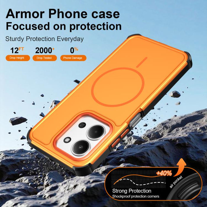 Funda para teléfono 2 en 1 magnética con airbag, resistente a golpes y de color sólido., For Redmi Note 15 4G / 5G Global 164mm, For Redmi 15 5G Global / 15 4G SEA 169.5mm, For Redmi 15C 5G / 4G Global 171mm / Poco C85 4G