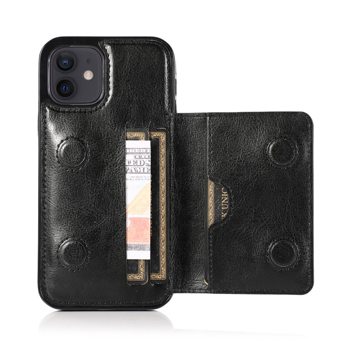Funda protectora de PU + TPU a prueba de golpes con ranuras para tarjetas y soporte, For iPhone 12 mini, For iPhone 12 / 12 Pro, For iPhone 12 Pro Max