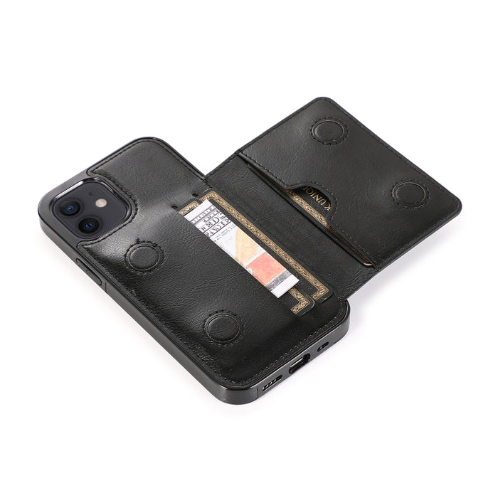 Funda protectora de PU + TPU a prueba de golpes con ranuras para tarjetas y soporte, For iPhone 12 mini, For iPhone 12 / 12 Pro, For iPhone 12 Pro Max