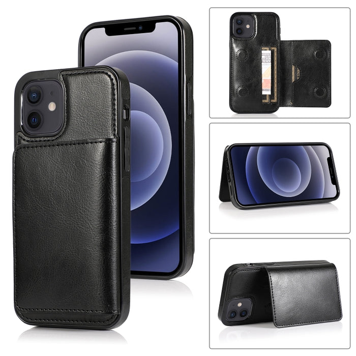 Funda protectora de PU + TPU a prueba de golpes con ranuras para tarjetas y soporte, For iPhone 12 mini, For iPhone 12 / 12 Pro, For iPhone 12 Pro Max