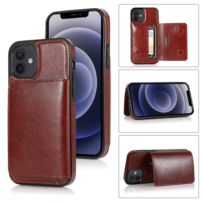 Funda protectora de PU + TPU a prueba de golpes con ranuras para tarjetas y soporte, For iPhone 12 mini, For iPhone 12 / 12 Pro, For iPhone 12 Pro Max