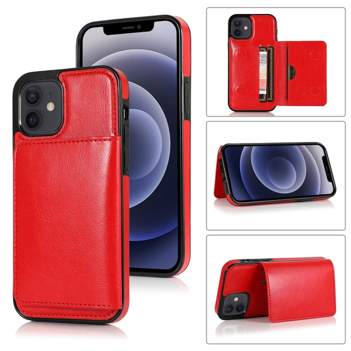 Funda protectora de PU + TPU a prueba de golpes con ranuras para tarjetas y soporte, For iPhone 12 mini, For iPhone 12 / 12 Pro, For iPhone 12 Pro Max