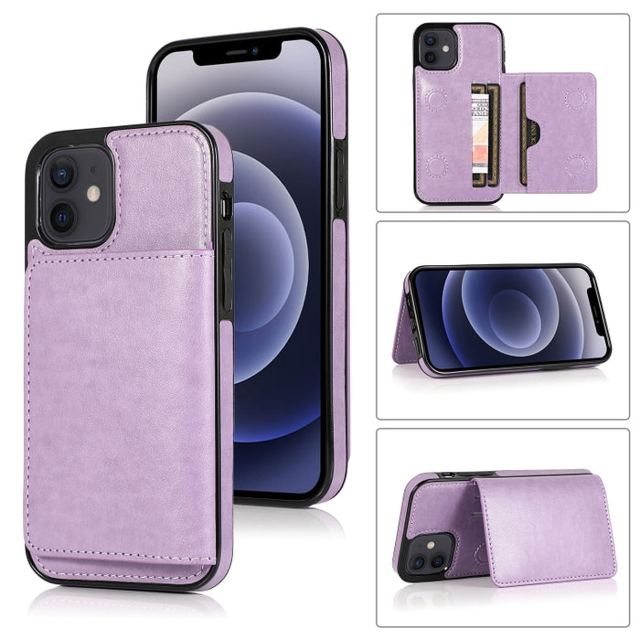 Funda protectora de PU + TPU a prueba de golpes con ranuras para tarjetas y soporte, For iPhone 12 mini, For iPhone 12 / 12 Pro, For iPhone 12 Pro Max