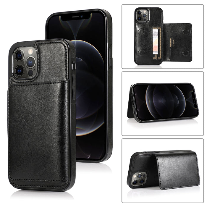 Funda protectora de PU + TPU a prueba de golpes con ranuras para tarjetas y soporte, For iPhone 12 mini, For iPhone 12 / 12 Pro, For iPhone 12 Pro Max