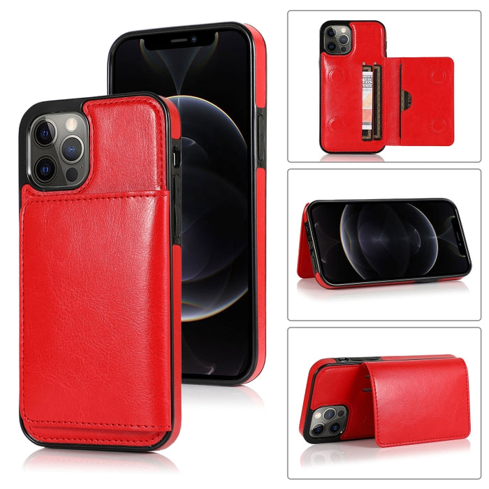 Funda protectora de PU + TPU a prueba de golpes con ranuras para tarjetas y soporte, For iPhone 12 mini, For iPhone 12 / 12 Pro, For iPhone 12 Pro Max