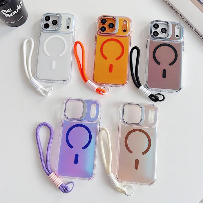 Funda magnética para teléfono con soporte y correa para la muñeca, con lente camaleónica., For iPhone 17 Pro Max, For iPhone 17 Pro