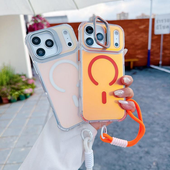 Funda magnética para teléfono con soporte y correa para la muñeca, con lente camaleónica., For iPhone 17 Pro Max, For iPhone 17 Pro