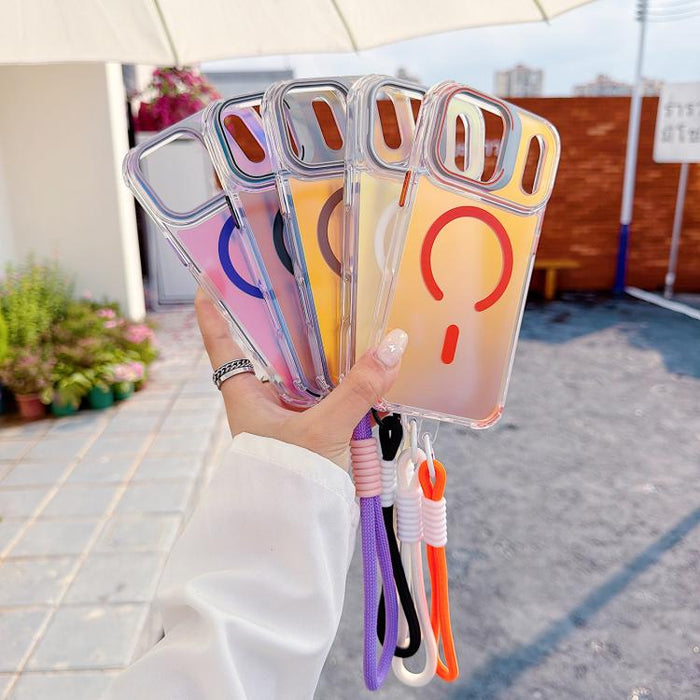 Funda magnética para teléfono con soporte y correa para la muñeca, con lente camaleónica., For iPhone 17 Pro Max, For iPhone 17 Pro