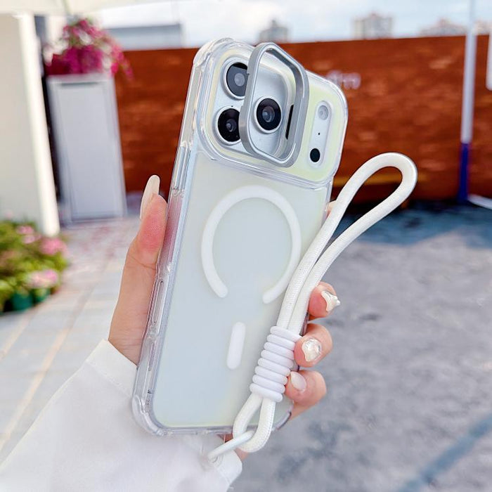 Funda magnética para teléfono con soporte y correa para la muñeca, con lente camaleónica., For iPhone 17 Pro Max, For iPhone 17 Pro