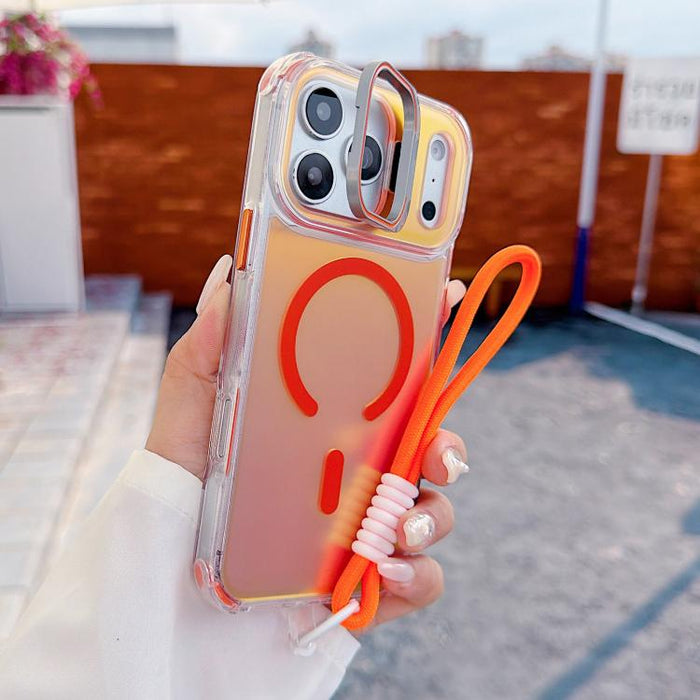 Funda magnética para teléfono con soporte y correa para la muñeca, con lente camaleónica., For iPhone 17 Pro Max, For iPhone 17 Pro